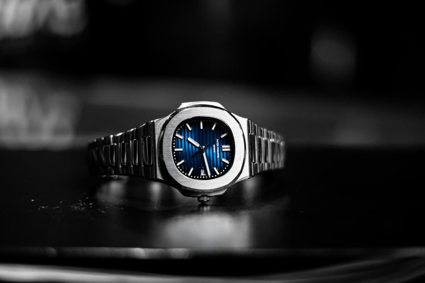 Patek Philippe Nautilus in stainless steel with blue dial