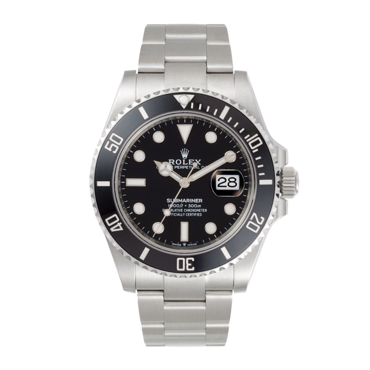 Rolex Submariner Date in stainless steel with black dial and black Cerachrom bezel