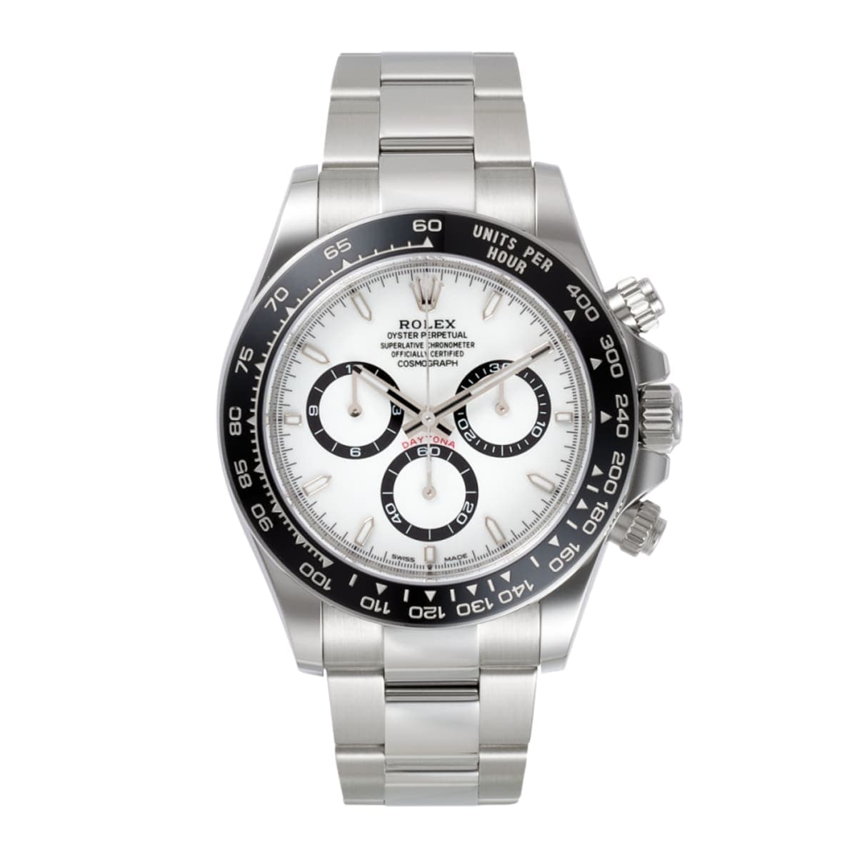 Rolex Cosmograph Daytona Panda with white dial and black counters