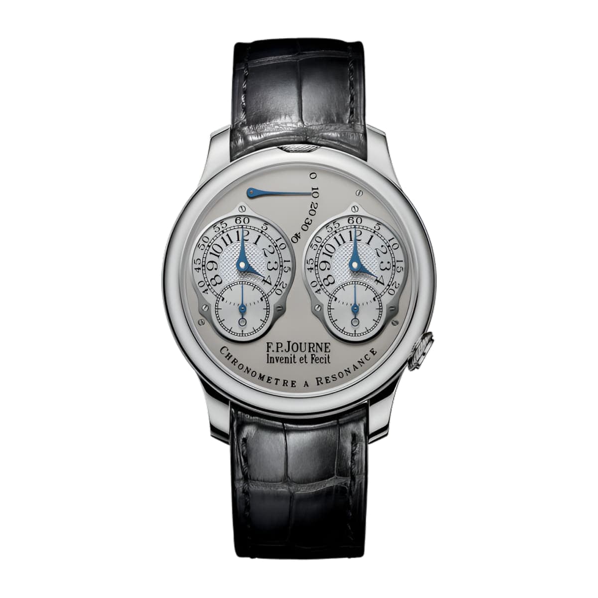 F.P. Journe Chronomètre à Résonance in platinum with twin silver dials and blued hands