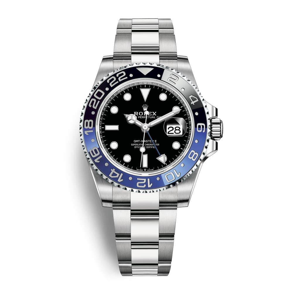 Rolex GMT-Master II Batman with black and blue Cerachrom bezel on Oyster bracelet