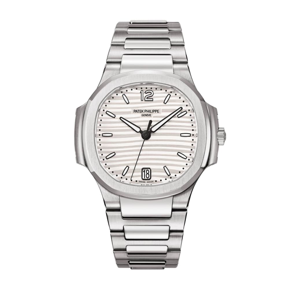 Patek Philippe Nautilus in steel with white horizontal-embossed dial