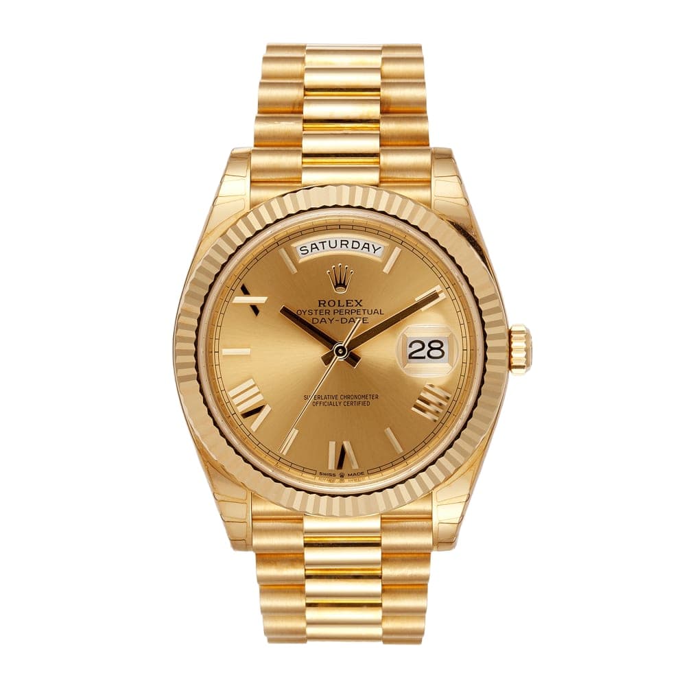 Rolex Day-Date 40 in yellow gold with champagne dial and President bracelet